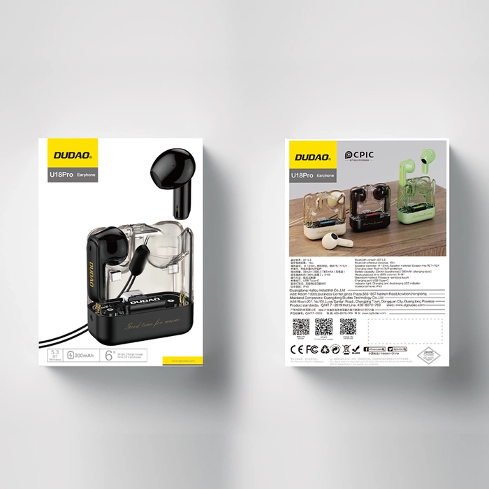 Bezdrátová sluchátka Dudao U18Pro Bluetooth 5.3 TWS - černá