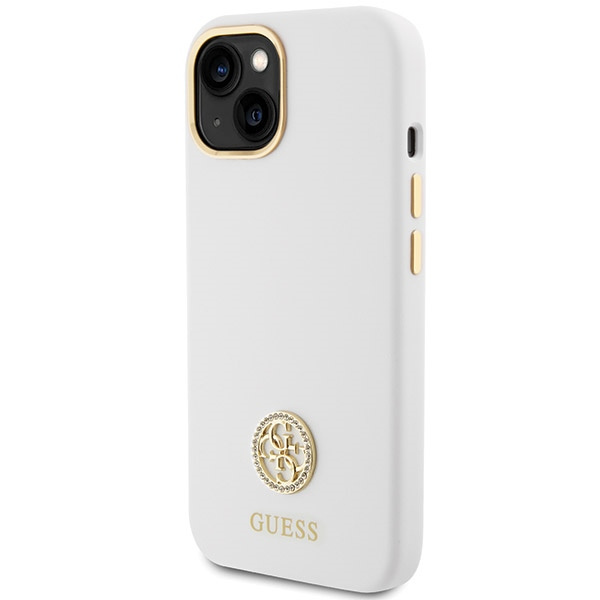 Etui Guess GUHCP15SM4DGPH iPhone 15 6.1" biały/white hardcase Silicone Logo Strass 4G Case