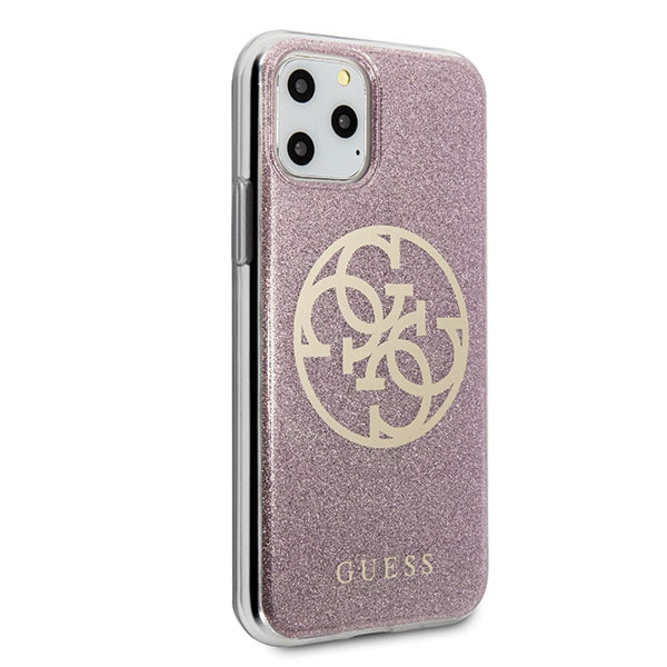 Case GUESS Apple iPhone 11 Pro Max 4G Circle Glitter Pink Hardcase