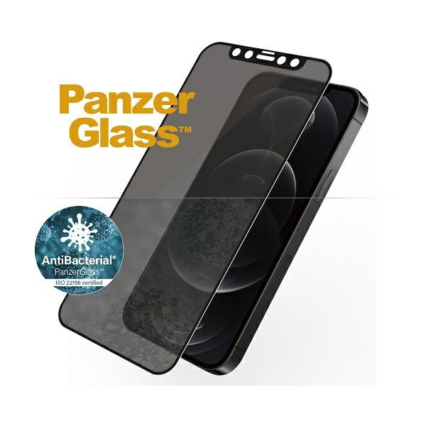 PanzerGlass E2E Super+ iPhone 12/12 Pro Case Friendly AntiBacterial Microfracture Privacy schwarz/schwarz