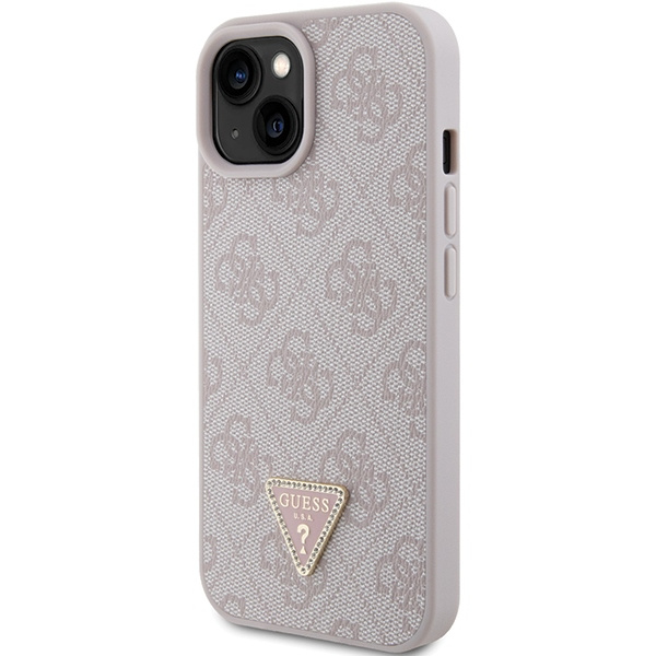 Guess GUHCP15SP4TDPP iPhone 15 6.1" rosa/rosa durocase Pelle 4G Triangolo Strass