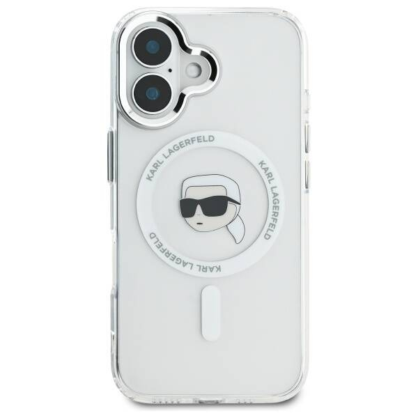Etui Karl Lagerfeld iPhone 16 Plus 6.7" biały/white hardcase IML Metal Karl Head MagSafe
