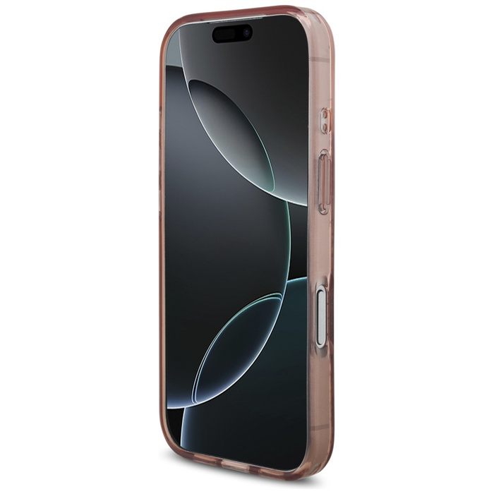 Etui Guess IML Flowers Pearl Strap       MagSafe do iPhone 17 Pro różowy