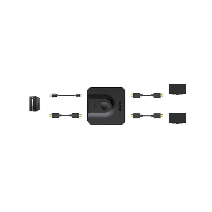 Ugreen CM430 Signalsplitter 2x DisplayPort (Eingang) auf 1x DisplayPort (Ausgang) 4K/1080p Schalter schwarz (60622)