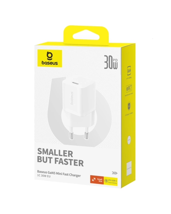 Baseus GaN5 30W USB-C Mini Wall Charger - White