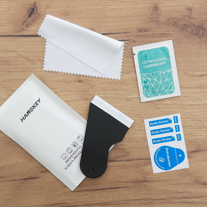 40 pezzi Kit di installazione per proteggi schermo in idrogel (assorbitore di polvere, salvietta antistatica, raschietto)