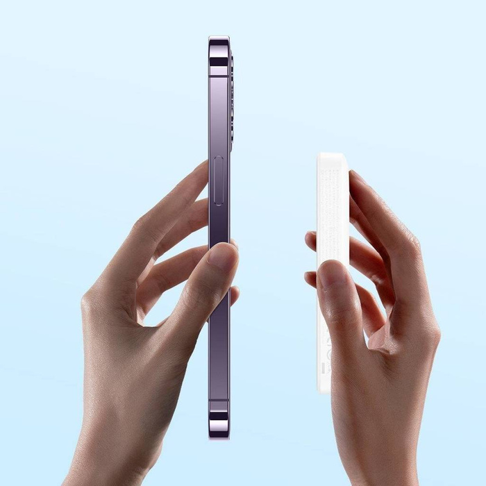 Baseus Magnetic Mini powerbanka s indukčním nabíjením MagSafe 15W / rychlé nabíjení PD QC 20W 10000mAh bílá (Overseas Edition) + Xiaobai Series kabel USB-C - USB-C 60W 3A 0,5m bílá