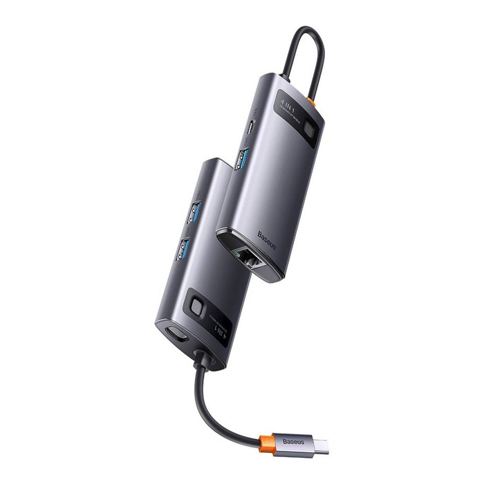 Baseus Metal Gleam Series HUB 4 en 1 Estación de acoplamiento USB tipo C - 3 x USB 3.2 Gen. 1 / RJ45 (WKWG070113)
