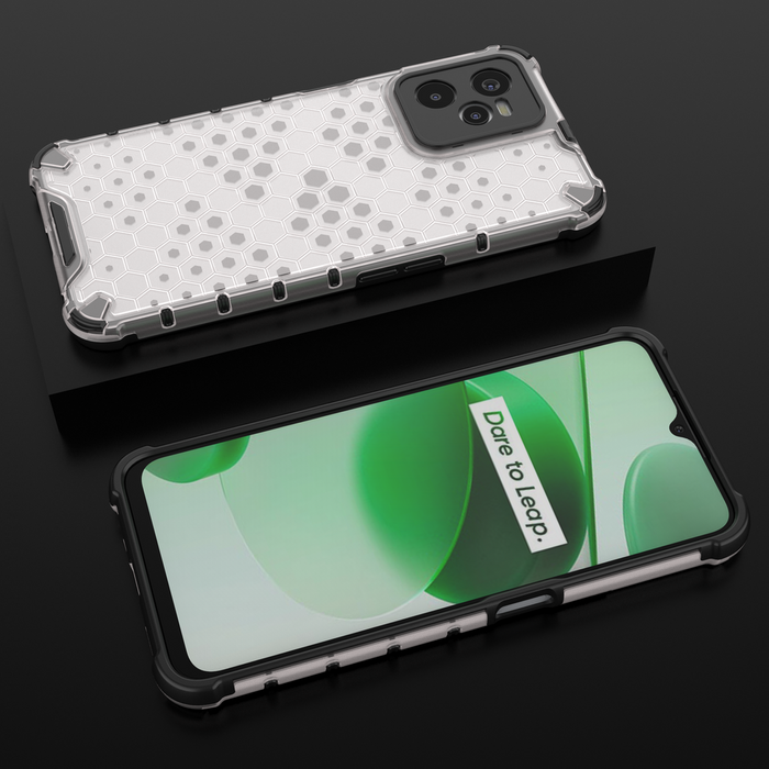 Funda blindada Honeycomb con marco de gel Realme C35 transparente