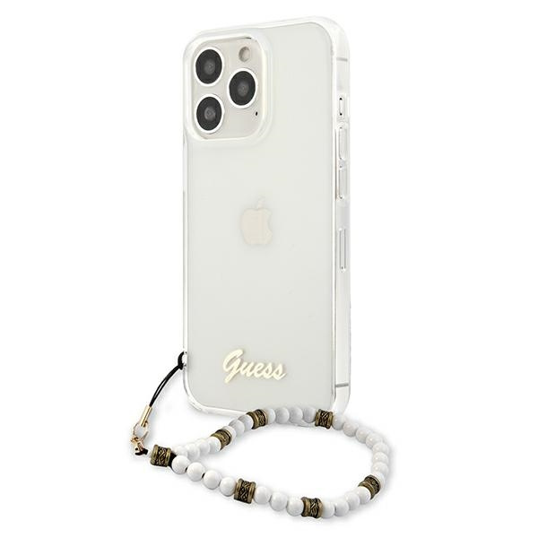 Pouzdro GUESS Apple iPhone 13 13 Pro White Pearl Clear Hardcase