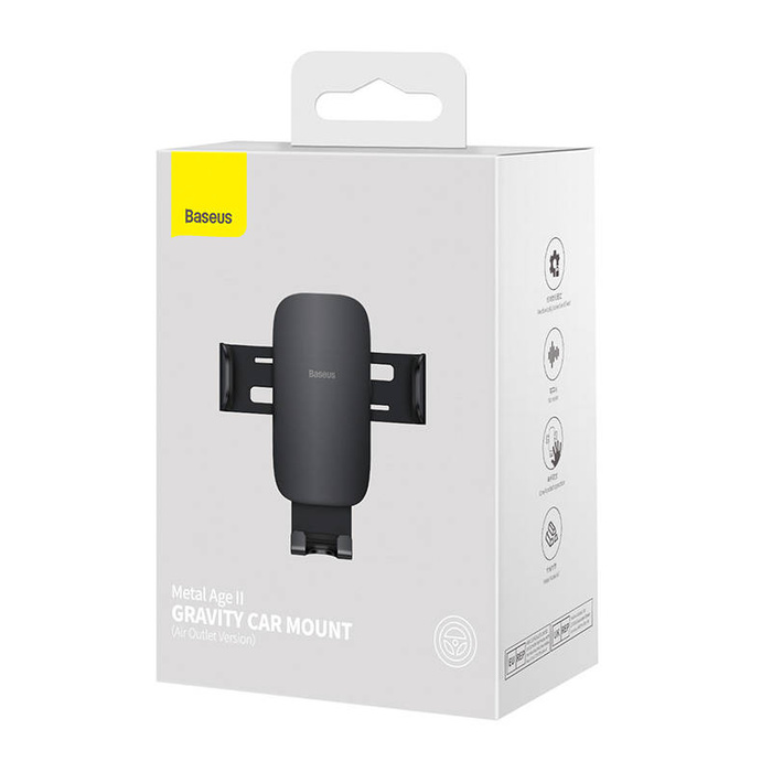 Baseus Metal Age II gravity car phone holder on the ventilation grille black (SUJS000001)