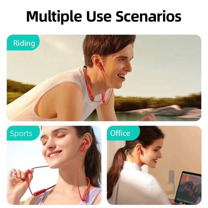 Cuffie sportive wireless con archetto da collo Joyroom JR-DS1 - rosse