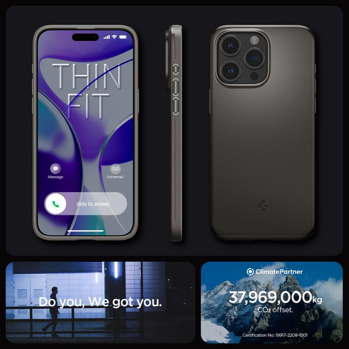 Coque Spigen Thin Fit iPhone 15 Pro Gunmetal Case