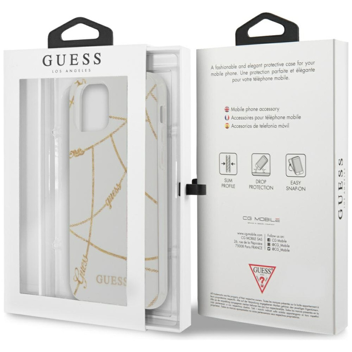 Case GUESS Apple iPhone 12 Mini Gold Chain Collection White Hardcase