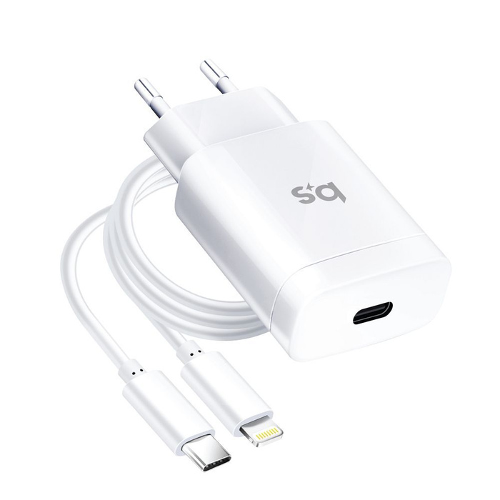 Ładowarka sieciowa do telefonu Blue Star USB C QC4.0 PD 3A 18W + kabel USB C do Lightning TFK-TC-1099C biała