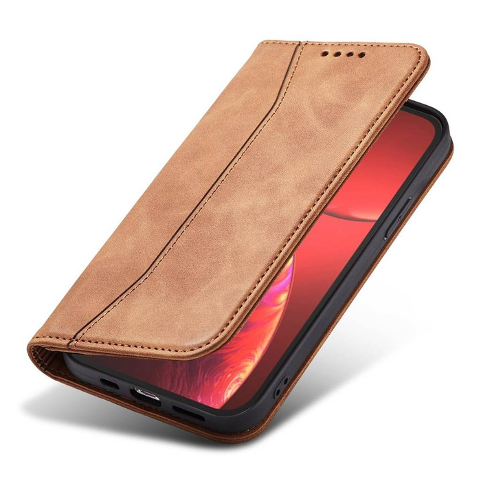 Magnet Fancy Case Case pro iPhone 13 Pro Cover Card Wallet Card Stand Card Brown