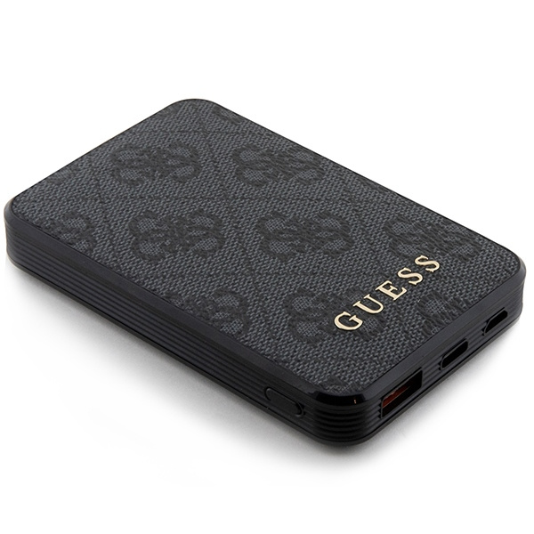 Guess Powerbank 15W GUPB5LP4GEGK 5000mAh black/black 4G Leather Metal Logo