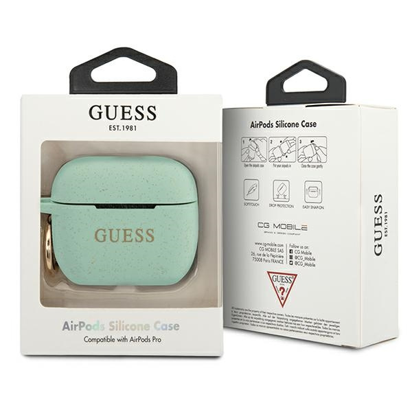 Coque GUESS Apple AirPods Pro Silicone Glitter GUACAPSILGLGN Étui vert