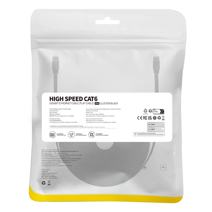 Kabel sieciowy Baseus Ethernet RJ45, Cat.6, 30m (czarny)