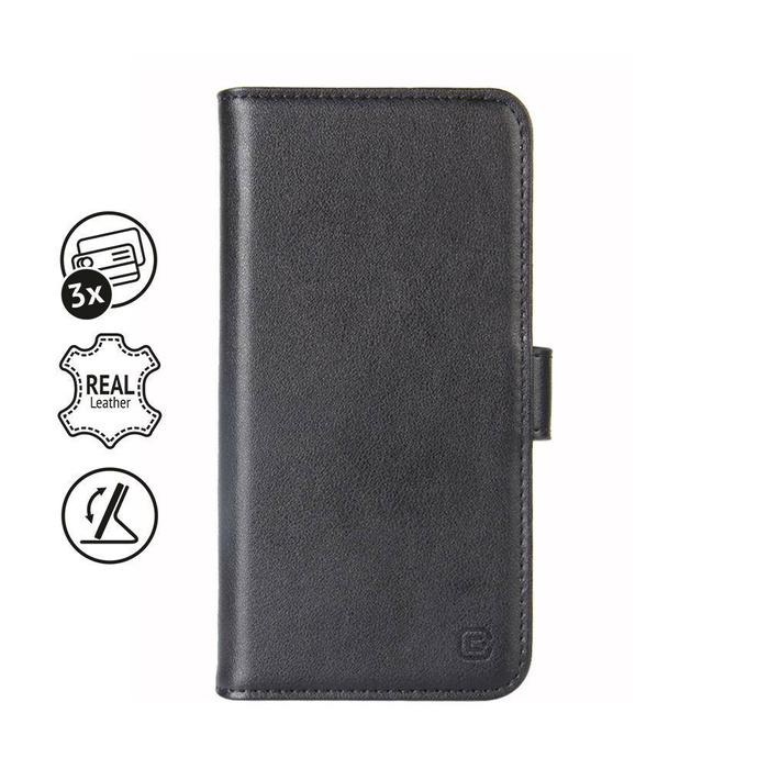 Leather case Crong Premium Booklet Wallet iPhone 11 Pro with pockets + stand function black