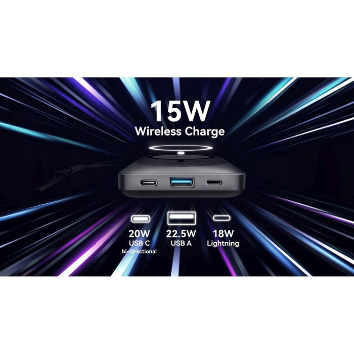 Powerbank zgodny z MagSafe Veger MagOn (VP1151 / W1151) PD QC3.0 2A 20W z ładowaniem indukcyjnym 10000 mAh biały