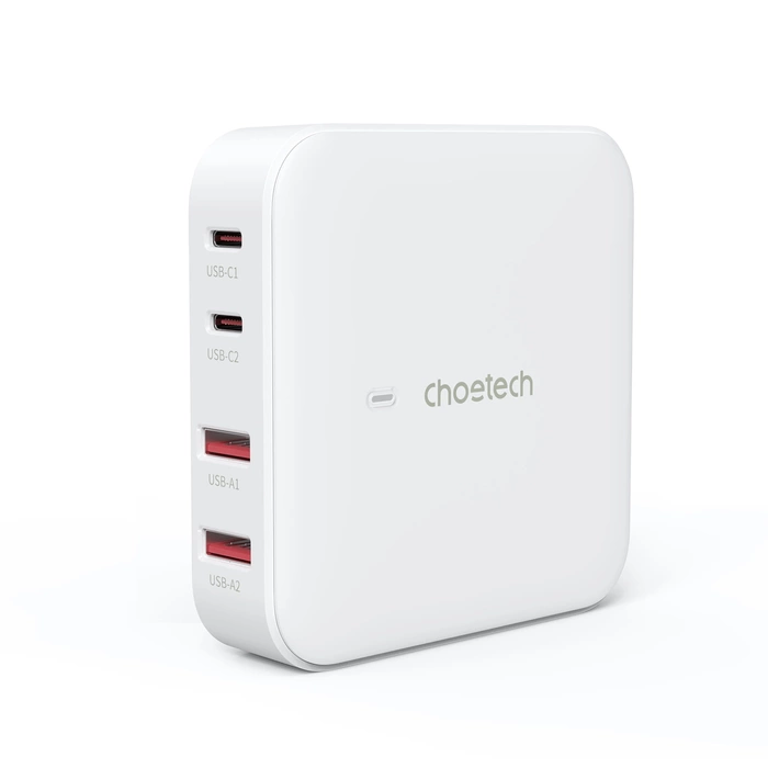 Choetech PD8008 100W GaN rychlonabíječka 2x USB-A / 2x USB-C - bílá