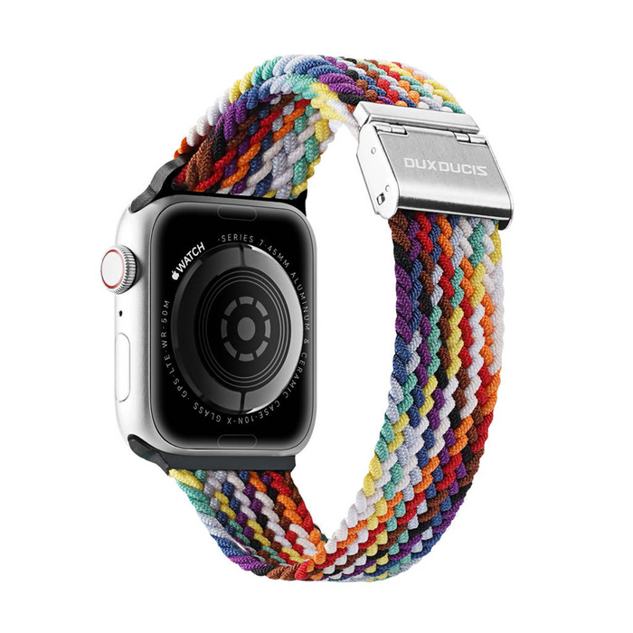Dux Ducis Strap (Mixture II Version) Bracelet pour Apple Watch Ultra, SE, 8, 7, 6, 5, 4, 3, 2, 1 (49, 45, 44, 42 mm) Bracelet arc-en-ciel à bande tressée