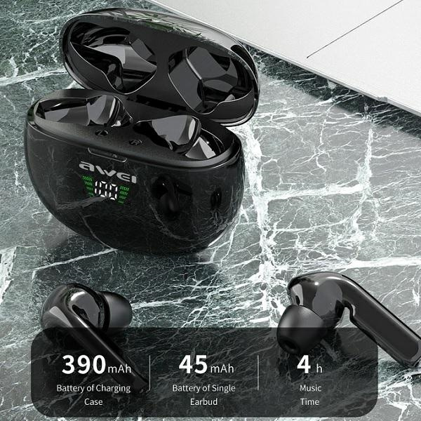 Cuffie AWEI Bluetooth Wireless 5.0 T15P TWS Docking Station Nero