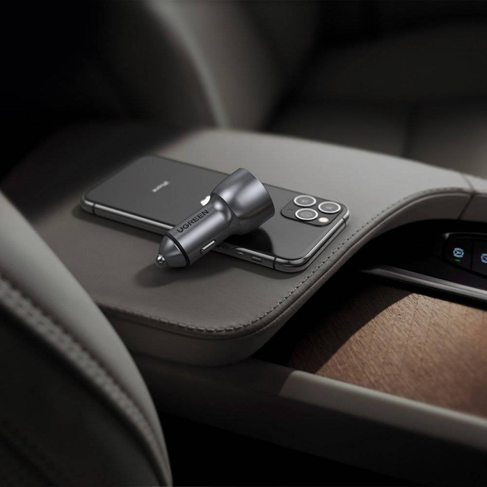 Ugreen fast car charger USB / USB Typ C Quick Charge 3.0 Power Delivery 36 W 3 A gray (CD213 60980)