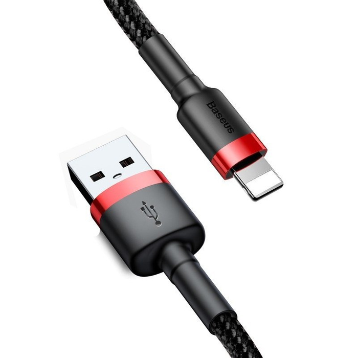 Kábel Lightning USB BASEUS Cafule 2,4A 1m čierna/červená