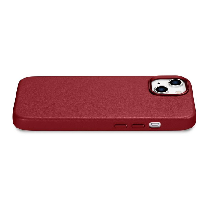 iCarer Case Leather Funda de cuero genuino para iPhone 14 Plus rojo (compatible con MagSafe)