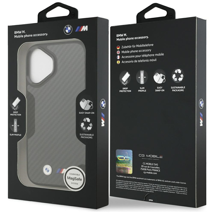 Etui BMW M Kevlar Matt MagSafe do iPhone 17 czarny