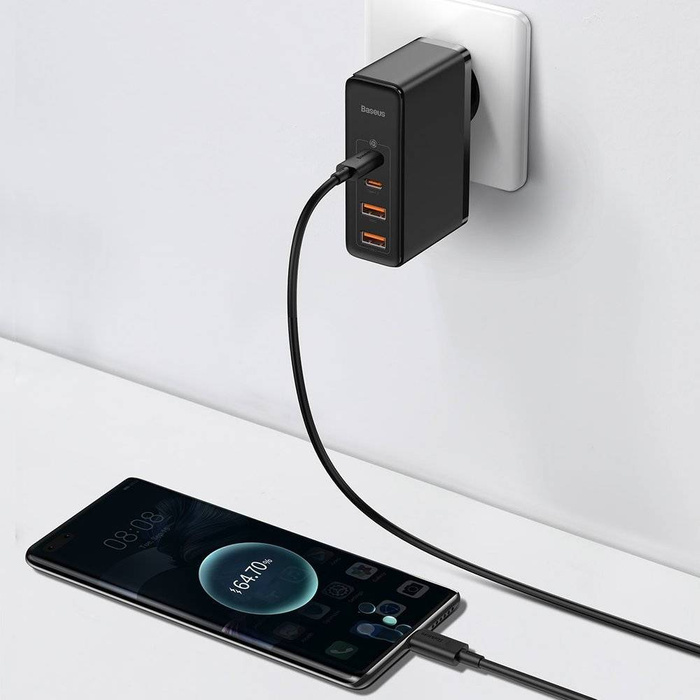 Baseus GaN2 Pro Schnellladegerät 100W USB / USB Typ C Quick Charge 4+ Power Delivery Schwarz (CCGAN2P-L01)