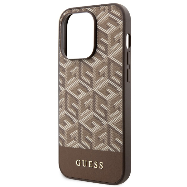 Cover Guess GUHMP14LHGCFSEW iPhone 14 Pro 6.1" marrone/marrone rigido case GCube Stripes MagSafe Case