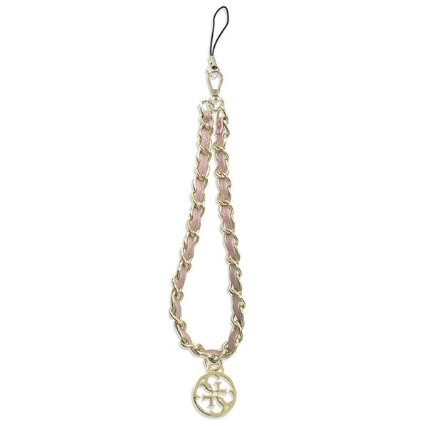 GUESS Phone Strap Chain Metal 4G Charm Pink