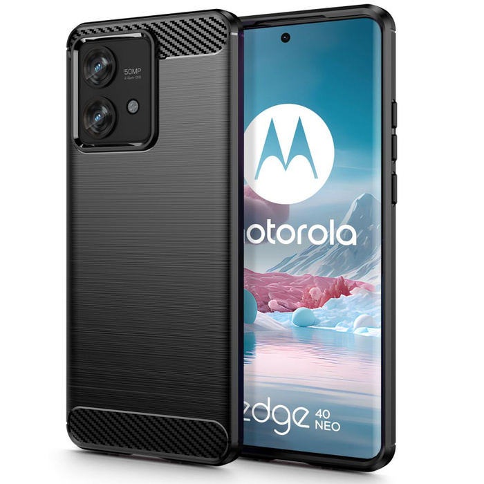 Hülle Tech-protect Tpucarbon Motorola Edge 40 Neo Schwarz Case