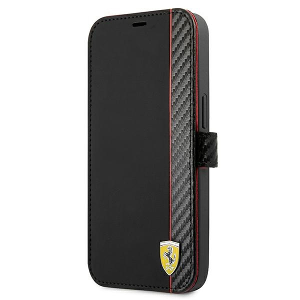 FERRARI Apple iPhone 13 Mini Book On Track Carbon Stripe Schwarz Hülle