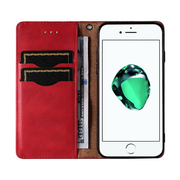 Magnet Strap Case Case pro iPhone SE 2022 / SE 2020 / iPhone 8 / iPhone 7 Pouch Wallet + Mini Lanyard Pendant Red