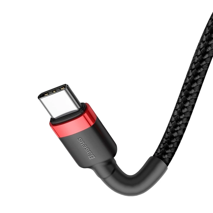 Cavo Baseus Cafule Cavo in nylon resistente USB-C PD / USB-C PD PD2.0 60W 20V 3A QC3.0 2M nero-rosso (CATKLF-H91)
