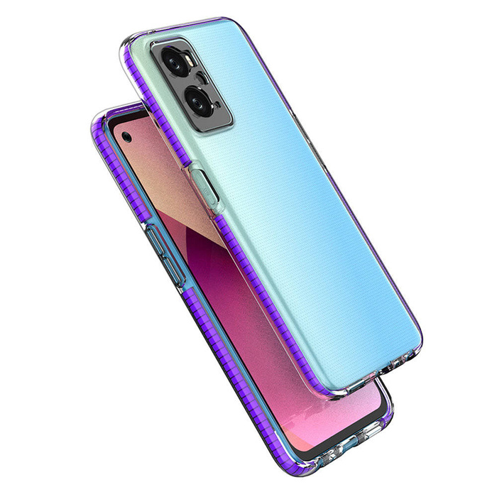 Housse de protection à ressort pour Realme 9i, Oppo A36 / A76 / A96 Housse en silicone avec cadre Bleu clair