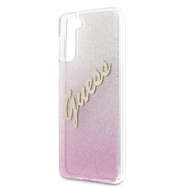 Puzdro GUESS Samsung Galaxy S21 Plus Glitter Gradient Script GUHCS21MPCUGLSPI Ružové tvrdé puzdro
