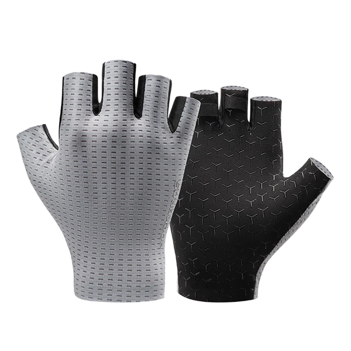 Rockbros Atmungsaktive Kurzfinger-Fahrradhandschuhe, Größe: XXL - Grau