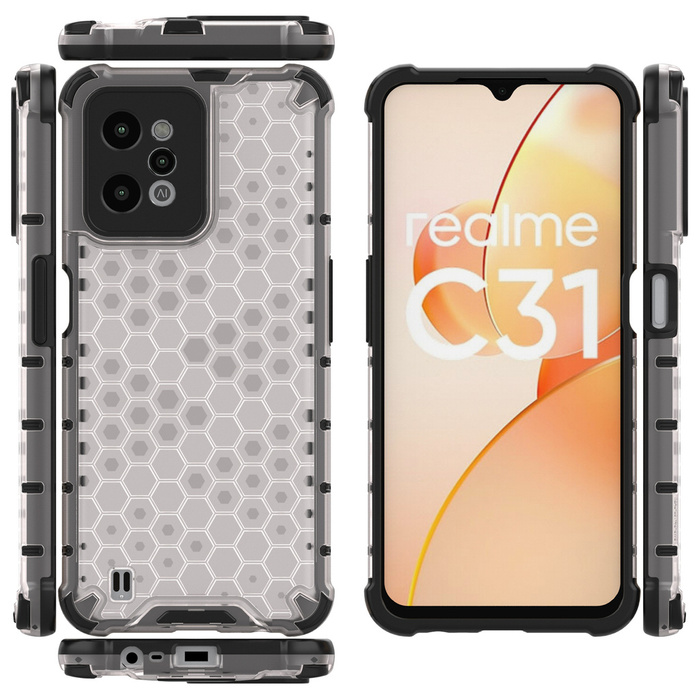 Funda blindada Honeycomb con marco de gel Realme C31 transparente
