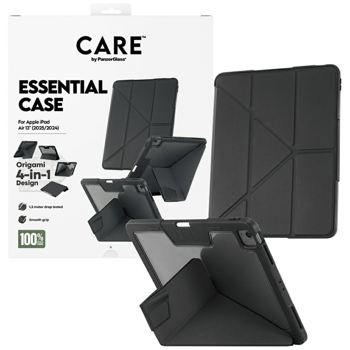 Etui Care by PanzerGlass Y fold do iPad  Air 13" (2024/2025) czarny