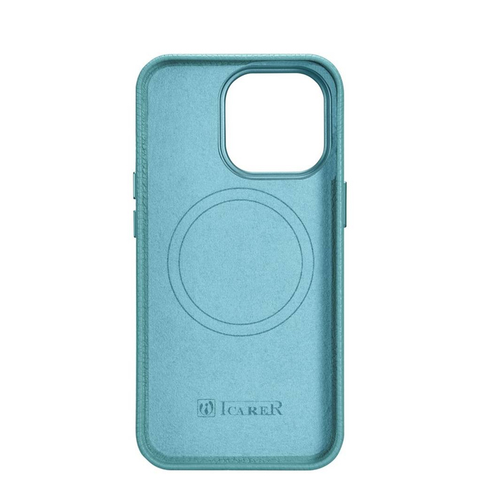 iCarer Litchi Premium Leather Case iPhone 14 Pro Max Funda magnética de cuero con MagSafe Green (WMI14220712-GN)