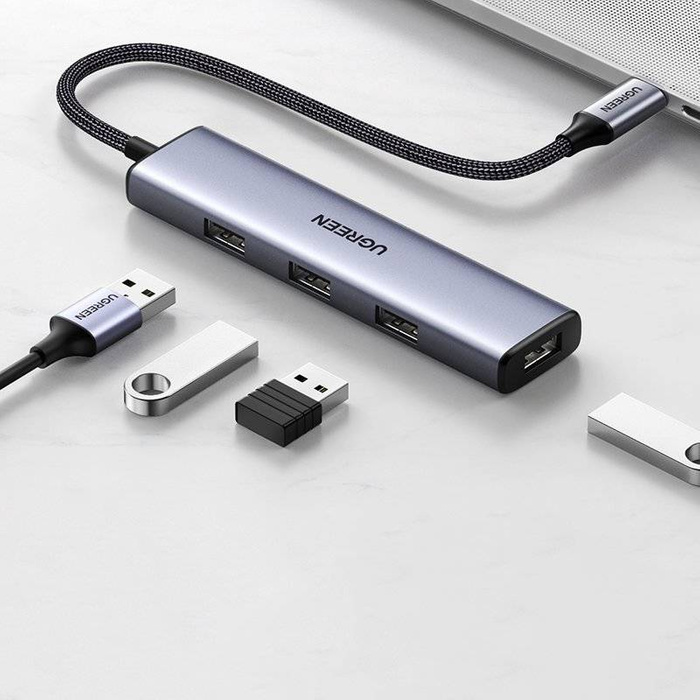 Ugreen HUB rozbočovač USB typu C – 4x USB 3.2 Gen 1 stříbrný (CM473 20841)