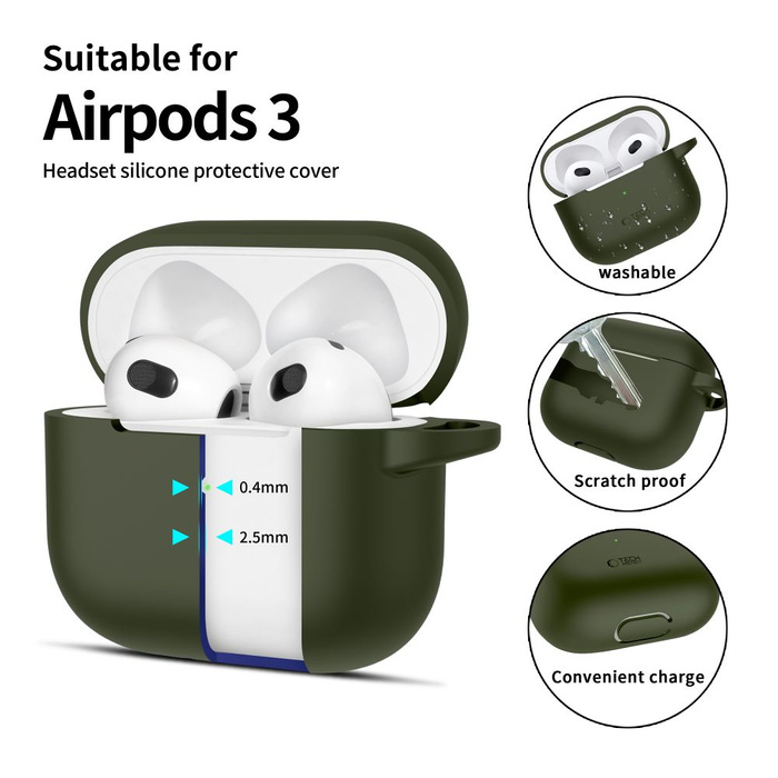 TECH-PROTECT SILICONE HOOK APPLE AIRPODS 3 OLIVE GREEN