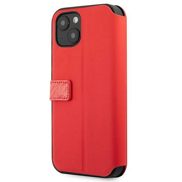 Hülle FERRARI Apple iPhone 13 Mini Book On Track Carbon Stripe Rot Case