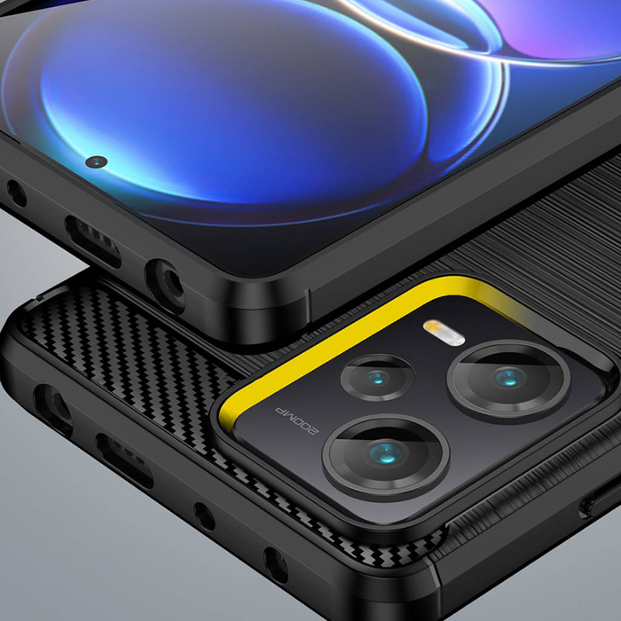 Custodia Carbon Case per Xiaomi Redmi Note 12 Pro+ cover in carbonio flessibile in silicone nero