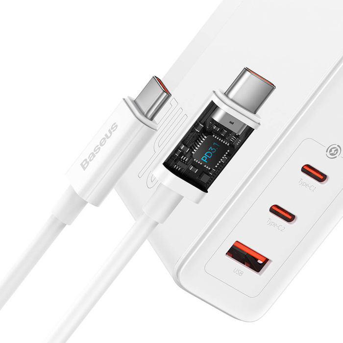 Cargador rápido Baseus GaN5 Pro 2xUSB-C + USB 140W EU blanco (CCGP100202)